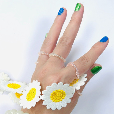 PHỤ KIỆN NỮ HANDMADE MÀU HỒNG MÃ 05 DẠNG TRÒN TRONG SUỐT LẤP LÁNH