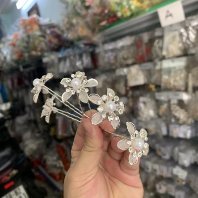 Bộ 5 trâm u đính hạt trai hợp kim cài tóc cô dâu Giangpkc 10/2021 -02