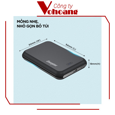 [Mỹ] Sạc dự phòng Energizer QM5000 mini Sạc nam châm từ tính Dung lượng 5000mAh - Hàng chính hãng