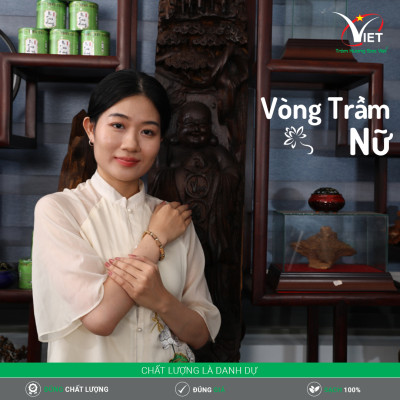 Vòng Trầm Hương Thiên Nhiên - Kiểu Đốt Trúc Đính Hạt Vàng Tĩnh Điện - Tinh Tế Cho Phái Nữ