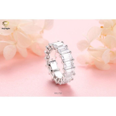 Nhẫn bạc 925 Huệ Ngân - Đá vuông đính vòng tròn RR1750