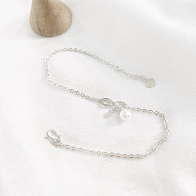 Lắc chân bạc 925 vô cực treo trai và lá xinh xắn dễ thương Dế Bạc – LC4382