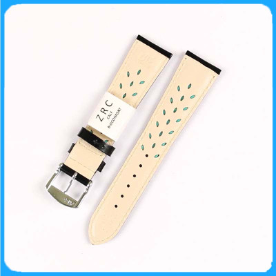 Dây Da Đồng Hồ ZRC Pháp Dòng KEY WEST Da Bê Màu Đen Không Vân Bóng