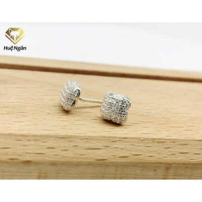 Bông tai bạc Ý 925 Huệ Ngân - Nụ vuông cá tính Rye140284