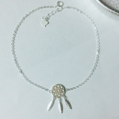 Lắc chân nữ bạc 925 Huệ Ngân - Dreamcatcher bùa bắt giấc mơ RYBJ50076