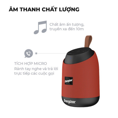 Loa Bluetooth di động Energizer Kiêm Sạc Dự Phòng BTS 061 - Hàng Chính Hãng