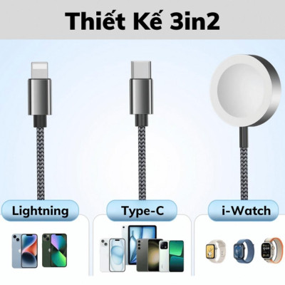 Cáp Sạc Nhanh Wi WU Legend 3in2 100W Wi-C050 - hàng chính hãng