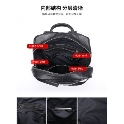 Balo nam da bò thật Ba lô sinh viên BHM9196 vừa laptop 14inch