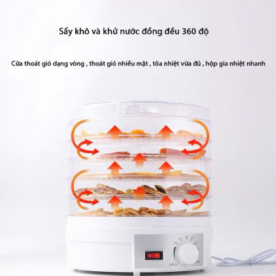 Máy sấy thực phẩm gia đình sấy khô siêu nhanh sấy hoa quả thịt cá tôm mực cực tiện