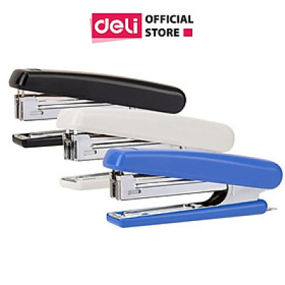 Dập ghim #10 Deli, kèm hộp đựng ghim 15 trang, Đen, xanh, xám - 1 cái E0251