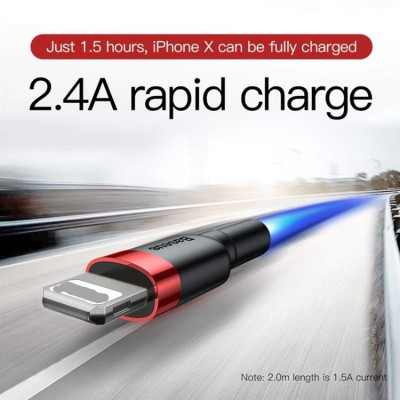 Cáp sạc dù nhanh Baseus Cafule Series 2.4A Usb to Light-ning CALKLF - hàng chính hãng