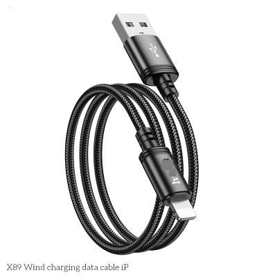 Cáp sạc nhanh X89 dành cho iphone vải dù hợp kim nhôm cao cấp dài 1M  ( hàng chính hãng)
