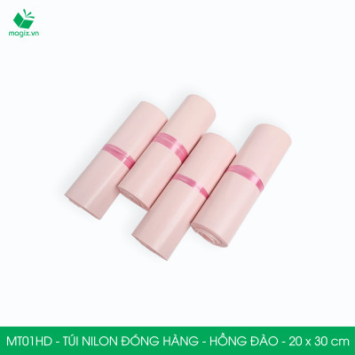 MT21HD - 32x45 cm  - Túi nilon gói hàng - 100 túi niêm phong đóng hàng màu hồng đào