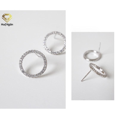 Bông tai bạc Ý 925 Huệ Ngân - Hình tròn xinh xắn RYE140975