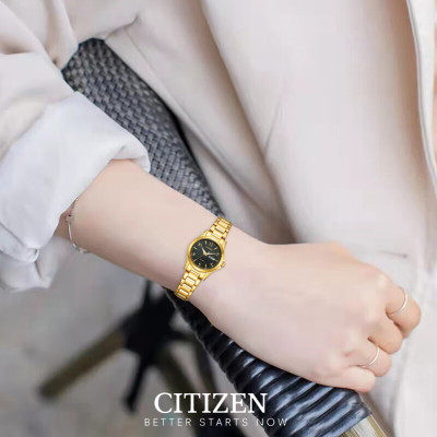 Đồng Hồ Nữ Citizen Pin-Quartz Dây Thép Không Gỉ EQ0612-58E - Mặt Đen (27.5mm)