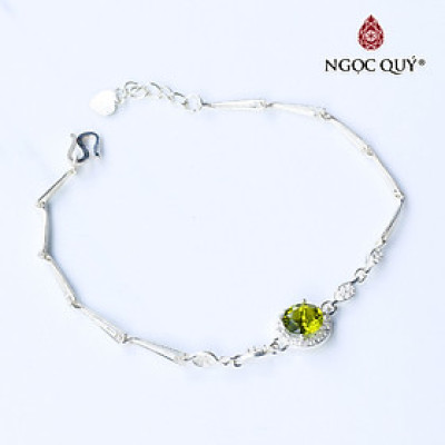 Lắc bạc mặt đá peridot hỏa, mộc - Ngọc Quý Gemstones