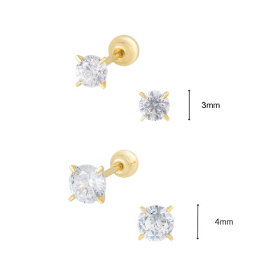 Khuyên Tai Vàng 14KY - Round Cubic Piercing Korean Style - MOON Jewelry