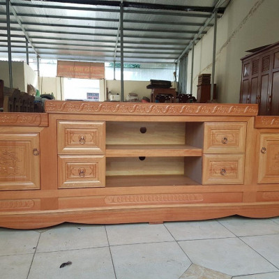 Kệ Tivi Gỗ Đinh Hương 2M4. kệ gỗ trang trí phòng khách , tủ tivi