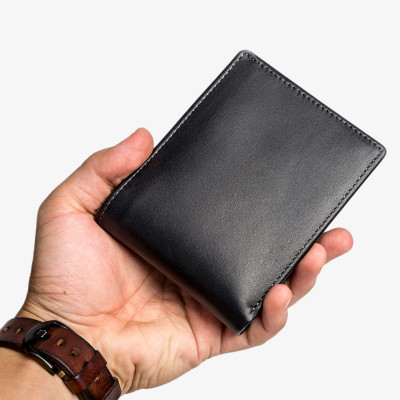Ví nam, bóp nam da bò sáp Bụi Leather V108 - Bảo hành 12 tháng