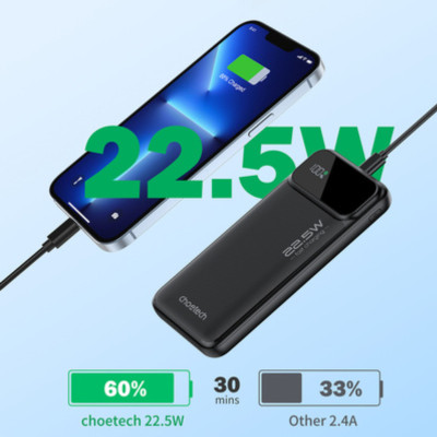 Pin dự phòng sạc nhanh 22.5W Choetech B728/ B729/ B730 dung lượng 10000mAh, 20000mAh, 30000mAh (Hàng chính hãng)