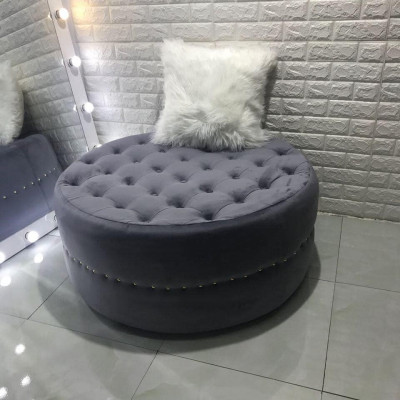 Đôn tròn Juno Sofa nhấn khuy đường kính 80 JN24