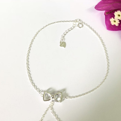 Lắc chân nữ bạc 925 bạc xinh Huệ Ngân - Nơ xinh RYBJ50077