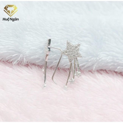 Bông tai bạc Ý 925 Huệ Ngân - Bông cài Ngôi sao may mắn E16016