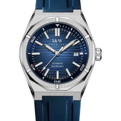 Đồng hồ nam chính hãng IW CARNIVAL IW711G-2 Kính sapphire ,chống xước ,Chống nước 50m ,Bảo hành 24 tháng,Máy cơ (Automatic),dây cao su cao cấp, mặt xanh thiết kế đơn giản dễ đeo