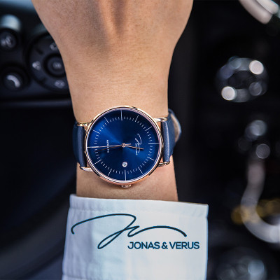Đồng hồ đeo tay Nam hiệu JONAS & VERUS Y01563-A0.PPLLL, Máy Cơ (Automatic), Kính Sapphire chống trầy xước, Dây da Italy