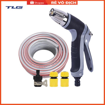 Bộ dây và vòi xịt rửa xe tưới cây tăng áp 7-10m (cút nhựa nối nhựa đen) 206817