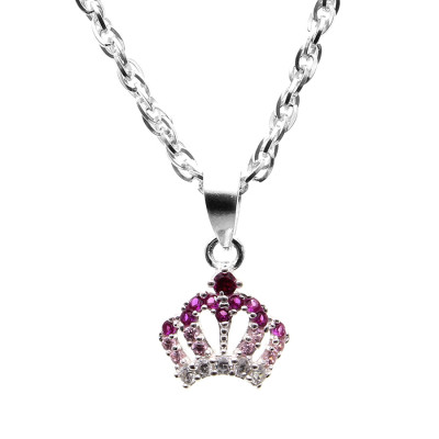 Dây Và Mặt Dây Chuyền Trẻ Em Bạc Hiểu Minh DTE055 vương miện elsa