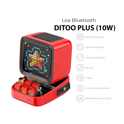Loa bluetooth Divoom Ditoo Plus 10W - Hình dáng máy tính cổ, màn hình LED 256 Full RGB, tích hợp nhiều tính năng trên app Divoom - HÀNG CHÍNH HÃNG