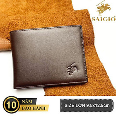 Ví Nam Cao Cấp, Da Bò NAPA Láng Mịn, Mỏng Nhẹ, Size Lớn, Kiểu Cổ Điển Tinh Tế - Sang Trọng, Dáng Ngang - Gập 2, Ngăn Đựng Tiền Có Khóa Kéo, Nhiều Ngăn Để Giấy Tờ Tiện Dụng - Hàng Chính Hãng SAIGIO