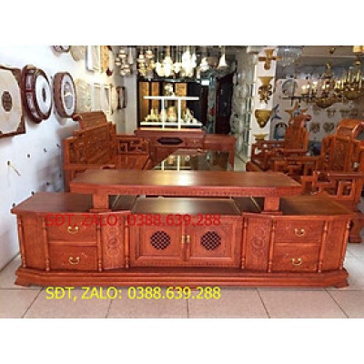 kệ tivi vát gỗ hương đá