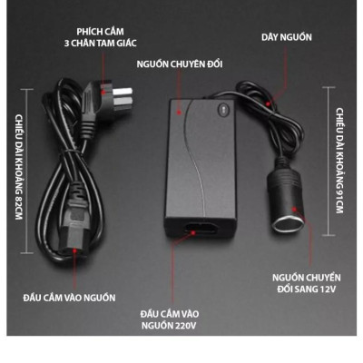 Bộ chuyển đổi nguồn điện 220V sang 12V cổng ra tẩu điện trên ô tô