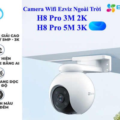 Camera WiFi EZVIZ H8 3K - Độ Phân Giải 5MP, Bao Phủ Toàn Cảnh 360 Độ, Phát Hiện Con Người, Đàm Thoại 2 Chiều - HÀNG CHÍNH HÃNG