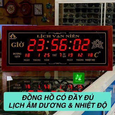 Đồng hồ LED LỊCH VẠN NIÊN khung gỗ  size 72x5x30cm đẹp sang trọng