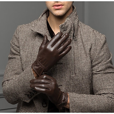 Găng tay nam da cừu cao cấp BHY8715 Bao da lái xe, lót lông, giữ ấm tốt, cản gió. Bảo vệ đôi tay