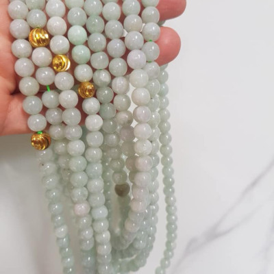 SỢI DÂY CHUỖI 108 HẠT CÓ VIÊN BI VÀNG MỚI ĐẸP ĐEO CỔ HAY NIỆM TỊNH TÂM  ĐÁ CẨM THẠCH TỰ NHIÊN SIZE HẠT 7MM  MÀU XANH NGỌC NHẸ BÓNG ĐẸP LẮM Ạ