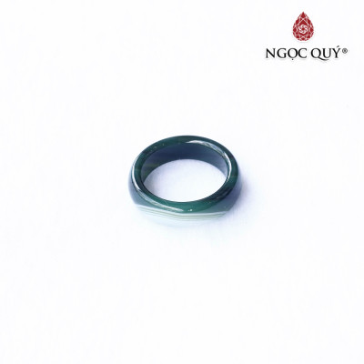 Nhẫn mã não xanh trắng Ni17 - Ngọc Quý Gemstones