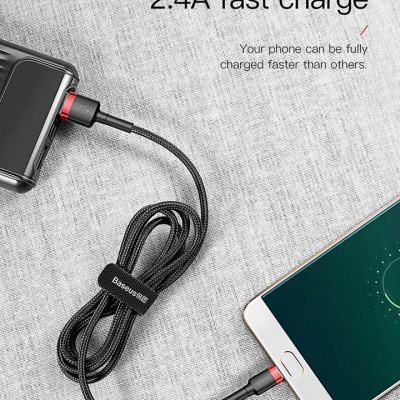 Cáp sạc  Baseus Cafule Micro USB 2.4A nhanh truyền dữ liệu tốc độ cao cho CAMKLF- Hàng chính hãng