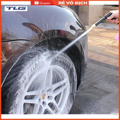 Bộ dây và vòi xịt rửa xe tưới cây tăng áp,vòi xịt rửa,vòi tưới cây 810-2576-1 (dây xám- cút nối đồng)