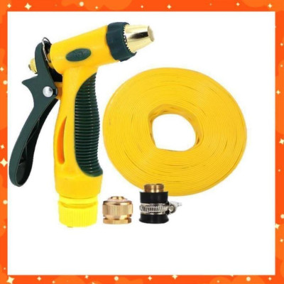 Bộ dây vòi xịt nước rửa xe, tưới cây tăng áp 3 lần,loại 15M (nối đồng nhựa đen) 206317