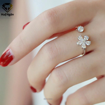 Nhẫn bạc Ý 925 Huệ Ngân - Hoa đá free size RR1444