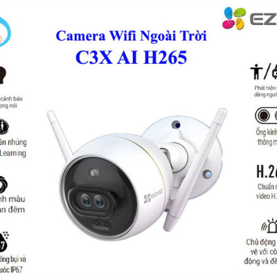 CAMERA WIFI NGOÀI TRỜI EZVIZ C3X 2M BẢN MẮT KÉP TÍCH HỢP AI, ĐÀM THOẠI 2 CHIỀU, BAN ĐÊM CÓ MÀU - HÀNG CHÍNH HÃNG
