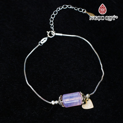 Lắc bạc đốt trụ thạch anh hồng mệnh hỏa, thổ - Ngọc Quý Gemstones