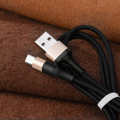 CÁP SẠC NHANH DÂY DÙ ANDROID HOCO X26 - DÀI 1.0M - MÀU ĐEN/ VÀNG/ ĐỎ - HÀNG CHÍNH HÃNG