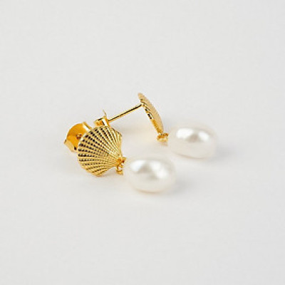 Bông Tai Ngọc Trai FW Thiết Kế UK Style (Sea Shell Pearl) - MOOON Jewelry