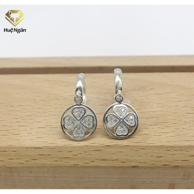 Bông tai bạc Ý 925 Huệ Ngân - Cỏ 4 lá may mắn RYE140459