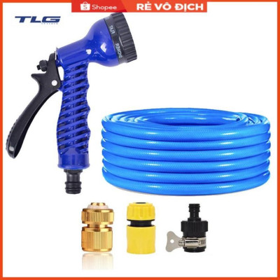 Bộ dây vòi xịt rửa xe, tưới cây, dọn dẹp nhà cửa 3-5m (cút đồng nối nhựa đen) 206843